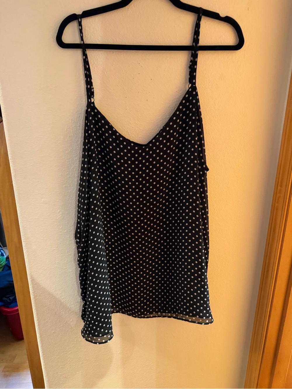 Black Polka Dot Spaghetti Strap Tank Top